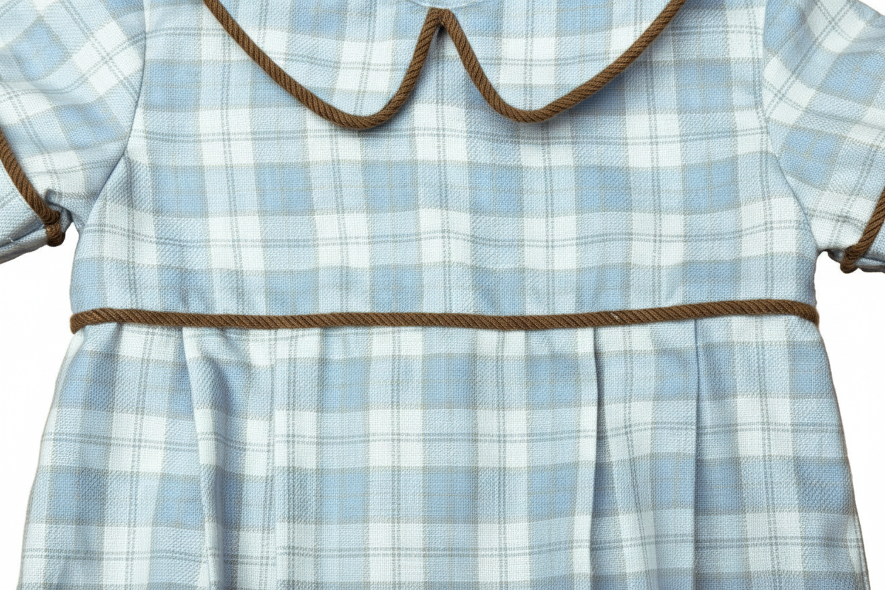 Blue & Khaki Plaid Boy's Romper