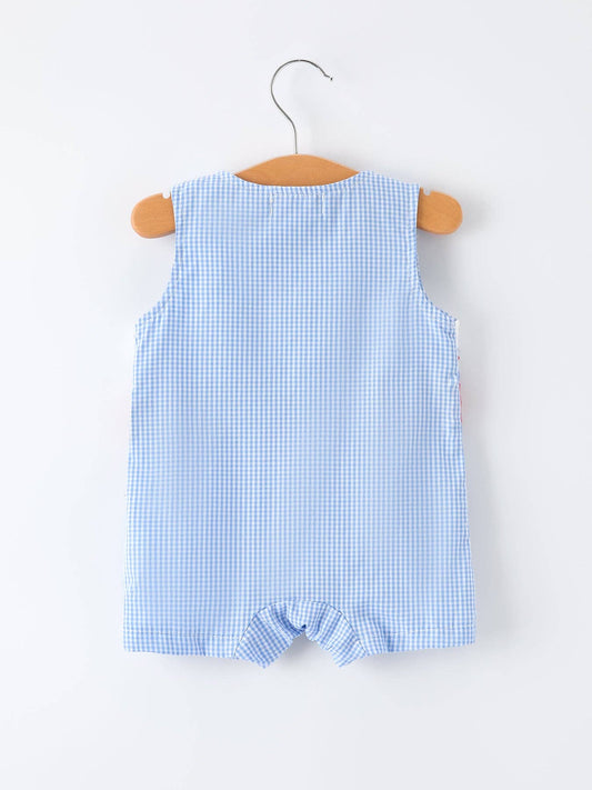 Crab Embroidered Boy Smocked Romper