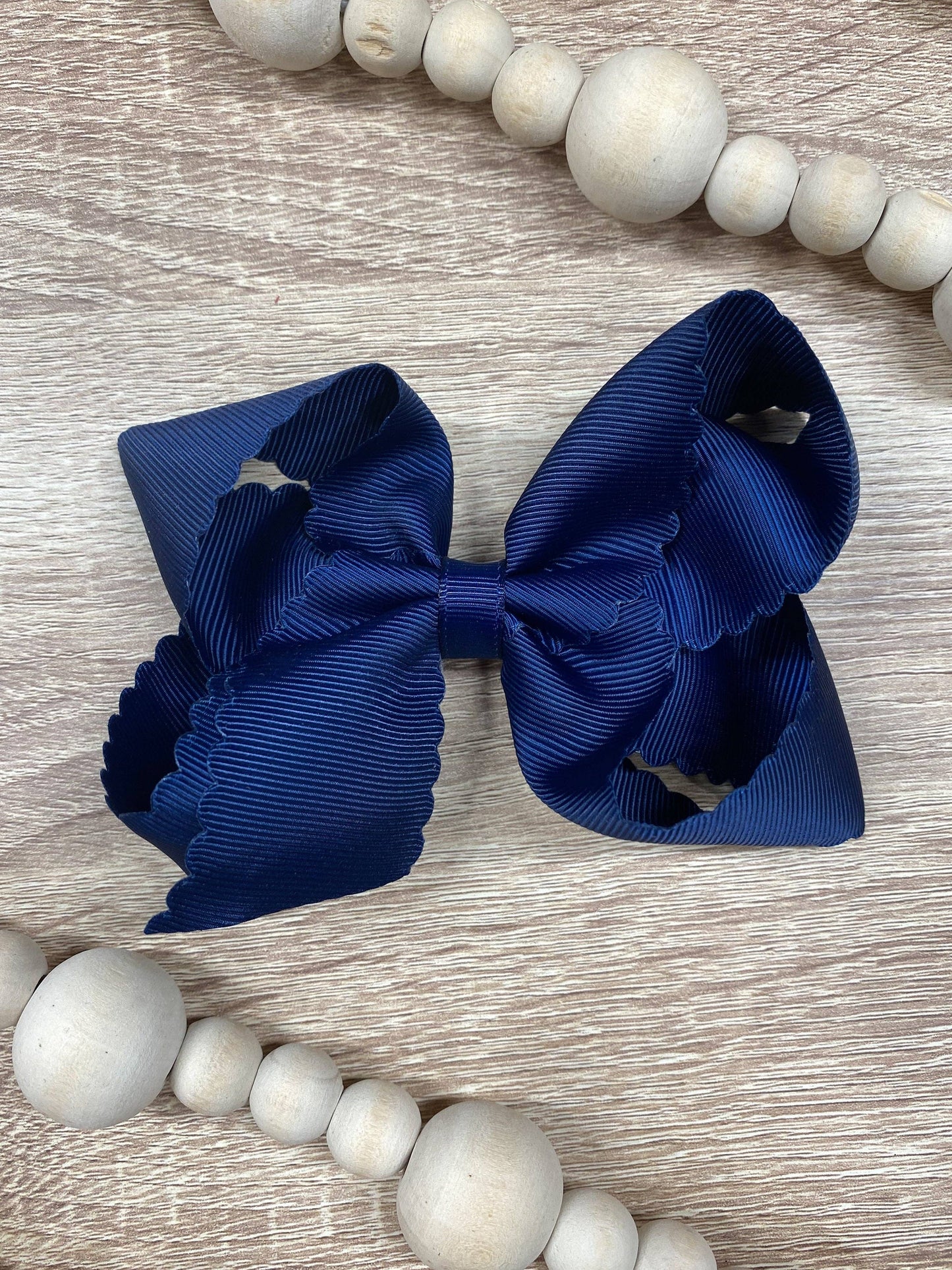 Oversize Scalloped Hair Bows - Alligator Clip - 5.5" Girls