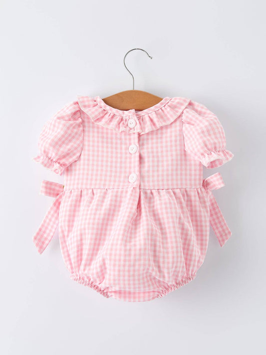 Girls Summer Crocodile Embroidered Smocked Romper