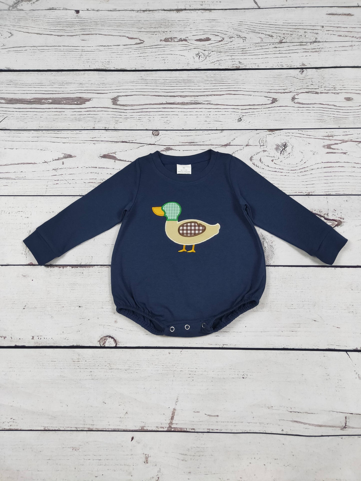 Duck Appliqué Cotton Baby Boy Bubble