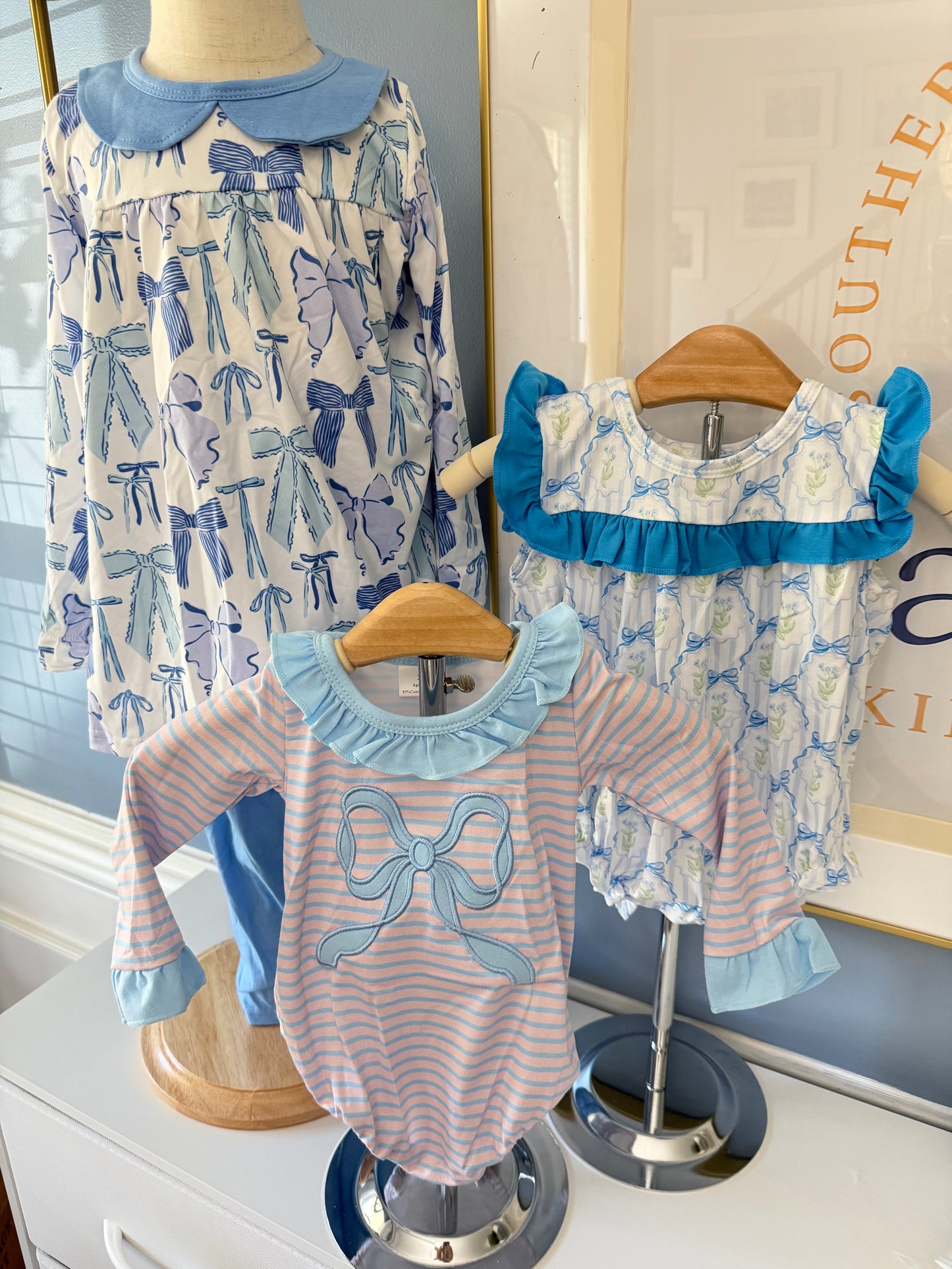 Stripe Bow Appliqué Bubble