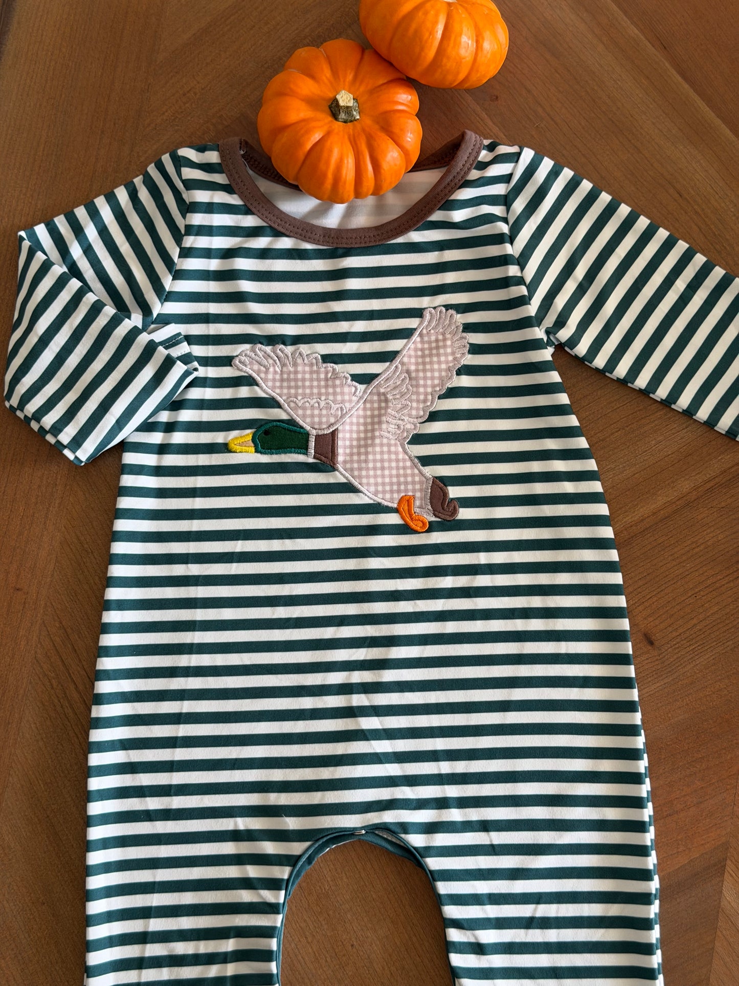 Stripe Duck Appliqué Romper