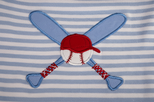 All-American Baseball Appliqué Baby Boy Romper
