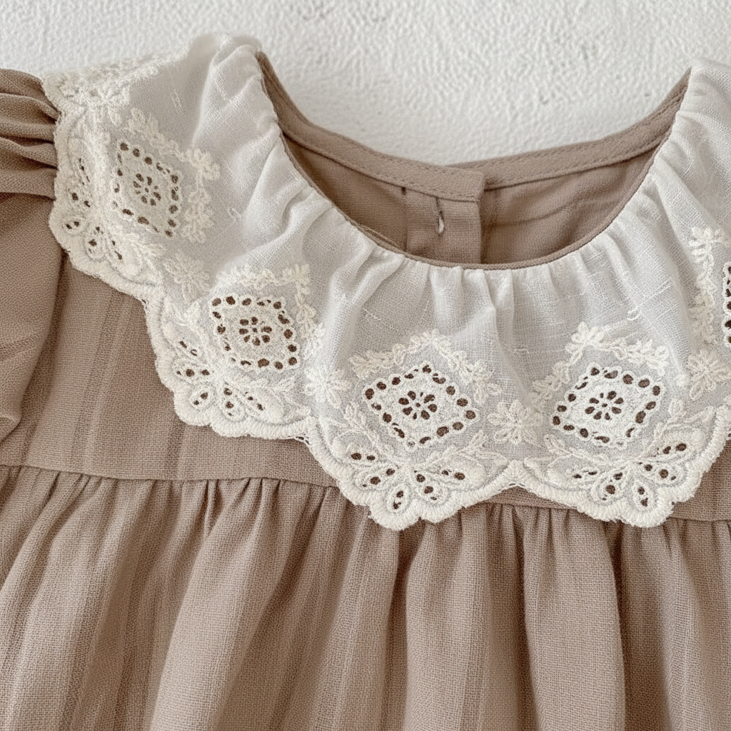 Girls Bloomers Set With White Lace Peter Pan Collar