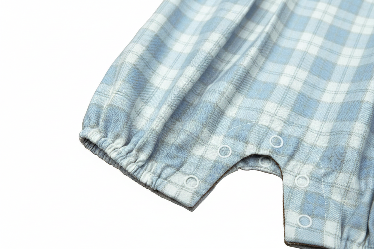 Blue & Khaki Plaid Boy's Romper