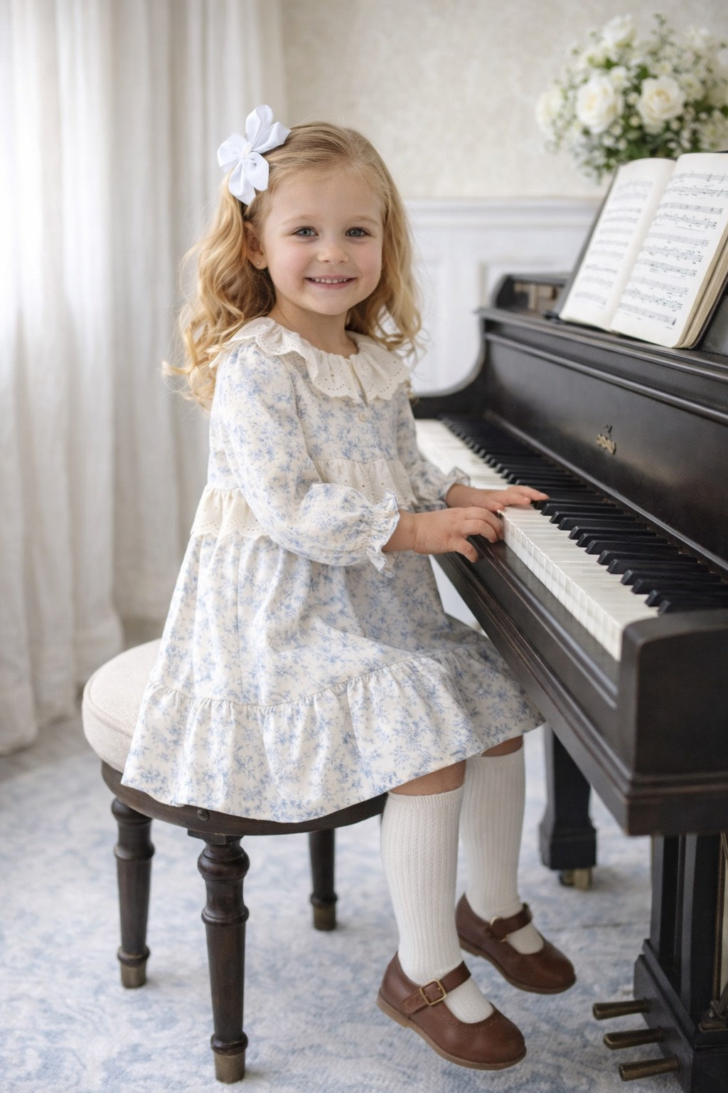 Girl Toddler Dress   Vintage Floral Lace Outfit