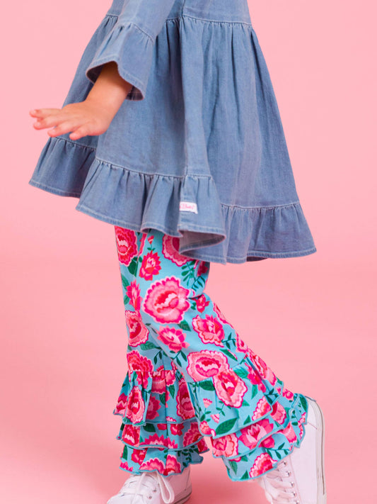 Baby Girls Bright Blossoms Ruffle Flare Pants