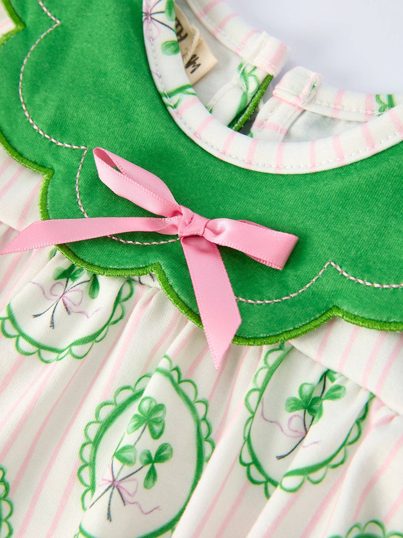 St. Patrick's Day Shamrock Striped Long Sleeve Romper