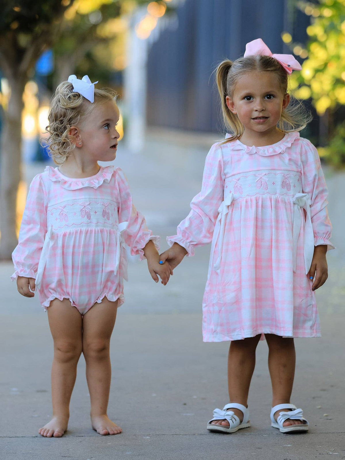 Pink Plaid Ballet Smocked Romper
