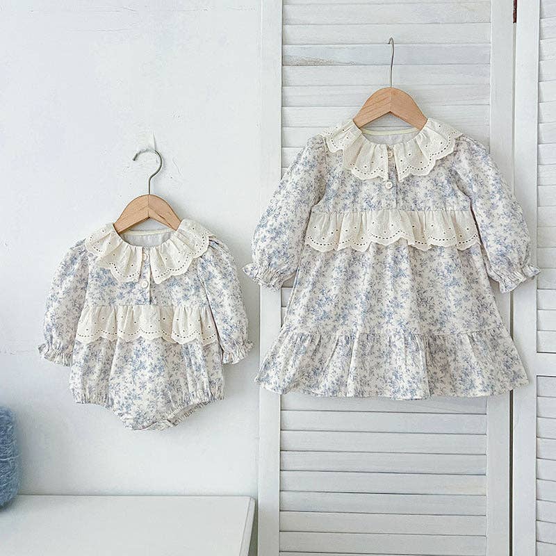 Baby Girl Romper and Toddler Dress – Vintage Floral Lace Outfit