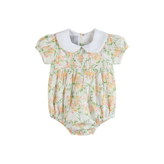Floral Smocked Collared Bubble