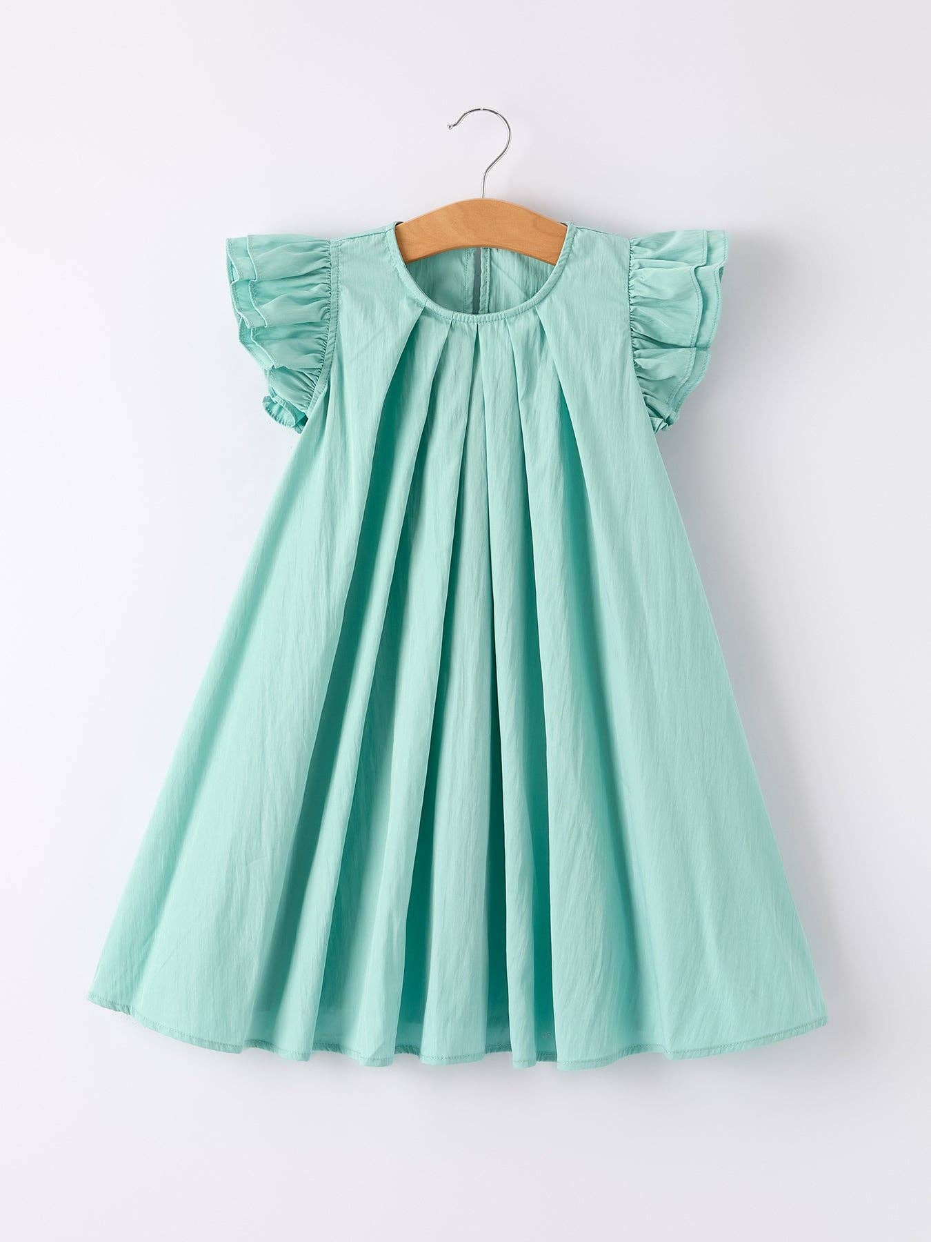 Girls Lake Green Flying Sleeve Dress