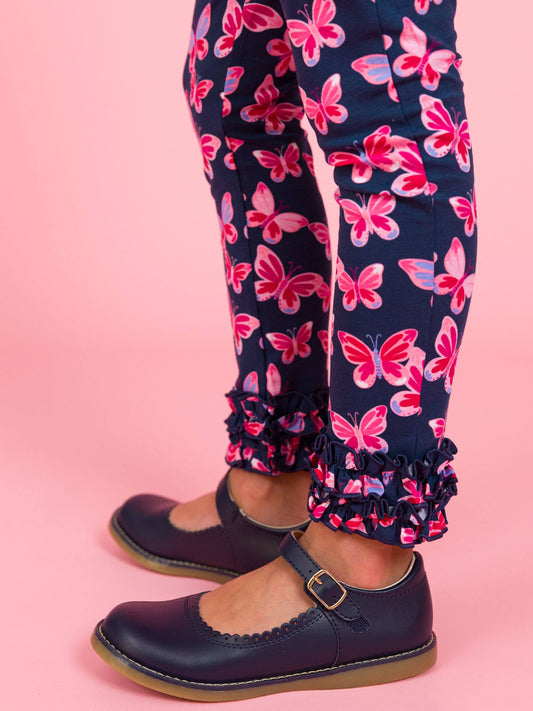 Girls Butterfly Bliss Classic Ruffle Leggings