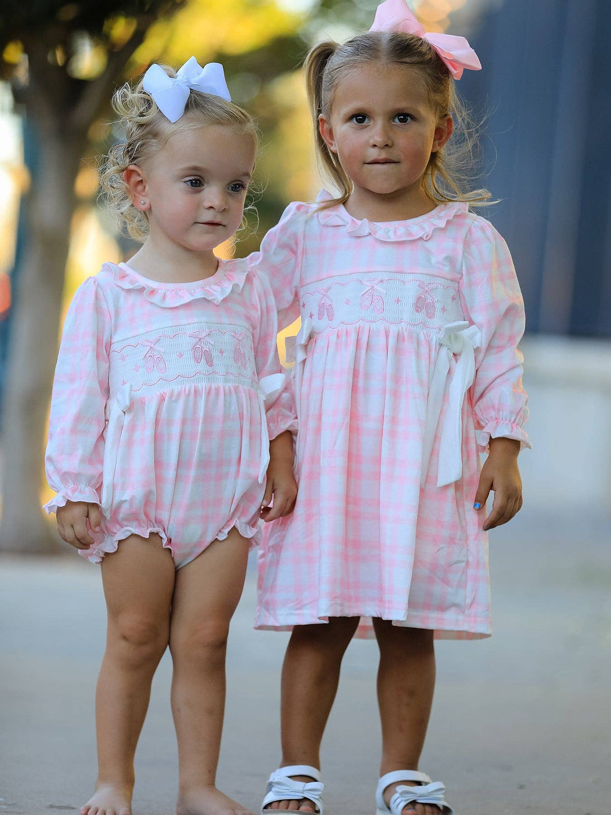 Pink Plaid Ballet Smocked Romper
