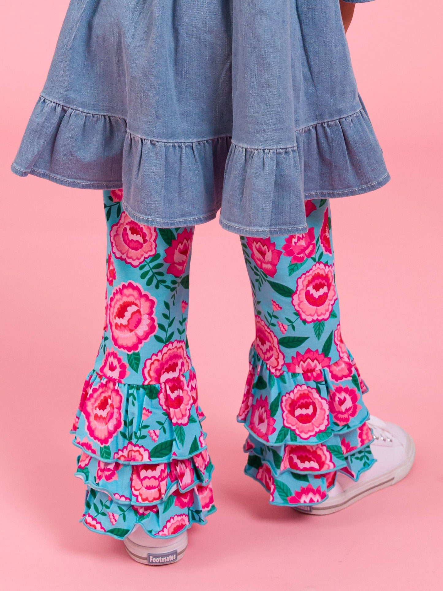 Baby Girls Bright Blossoms Ruffle Flare Pants