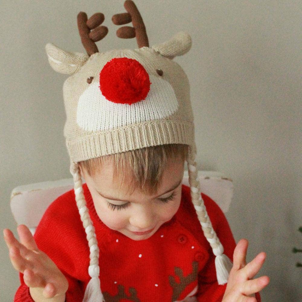 Reindeer Knit Hat with Removable Bow