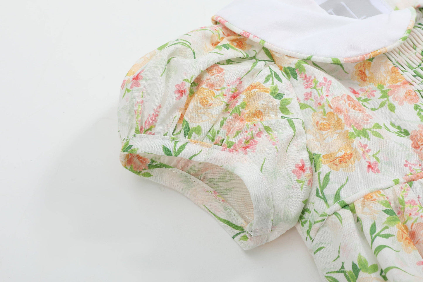 Floral Smocked Collared Bubble