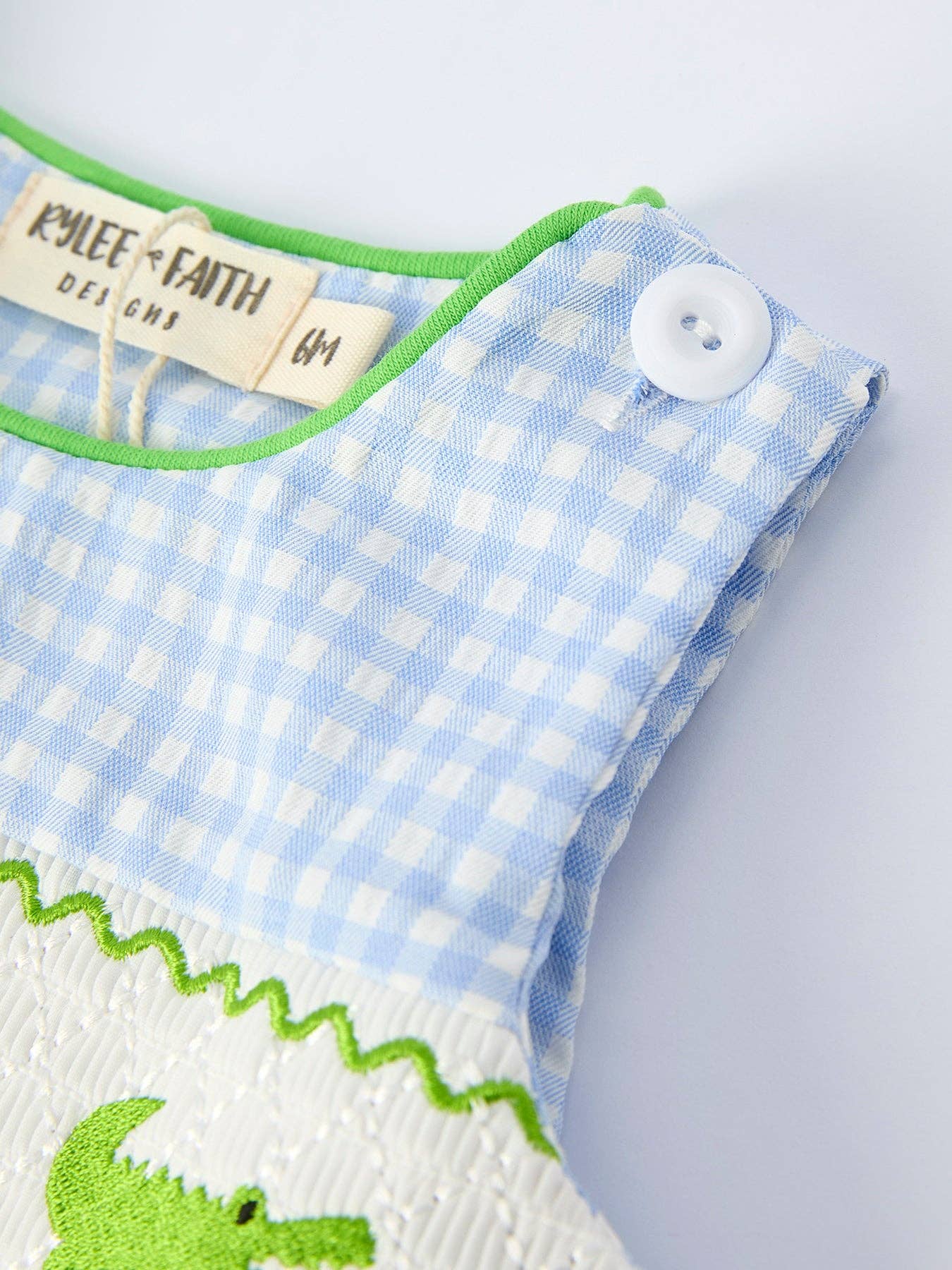 Boys Summer Crocodile Embroidered Smocked Romper