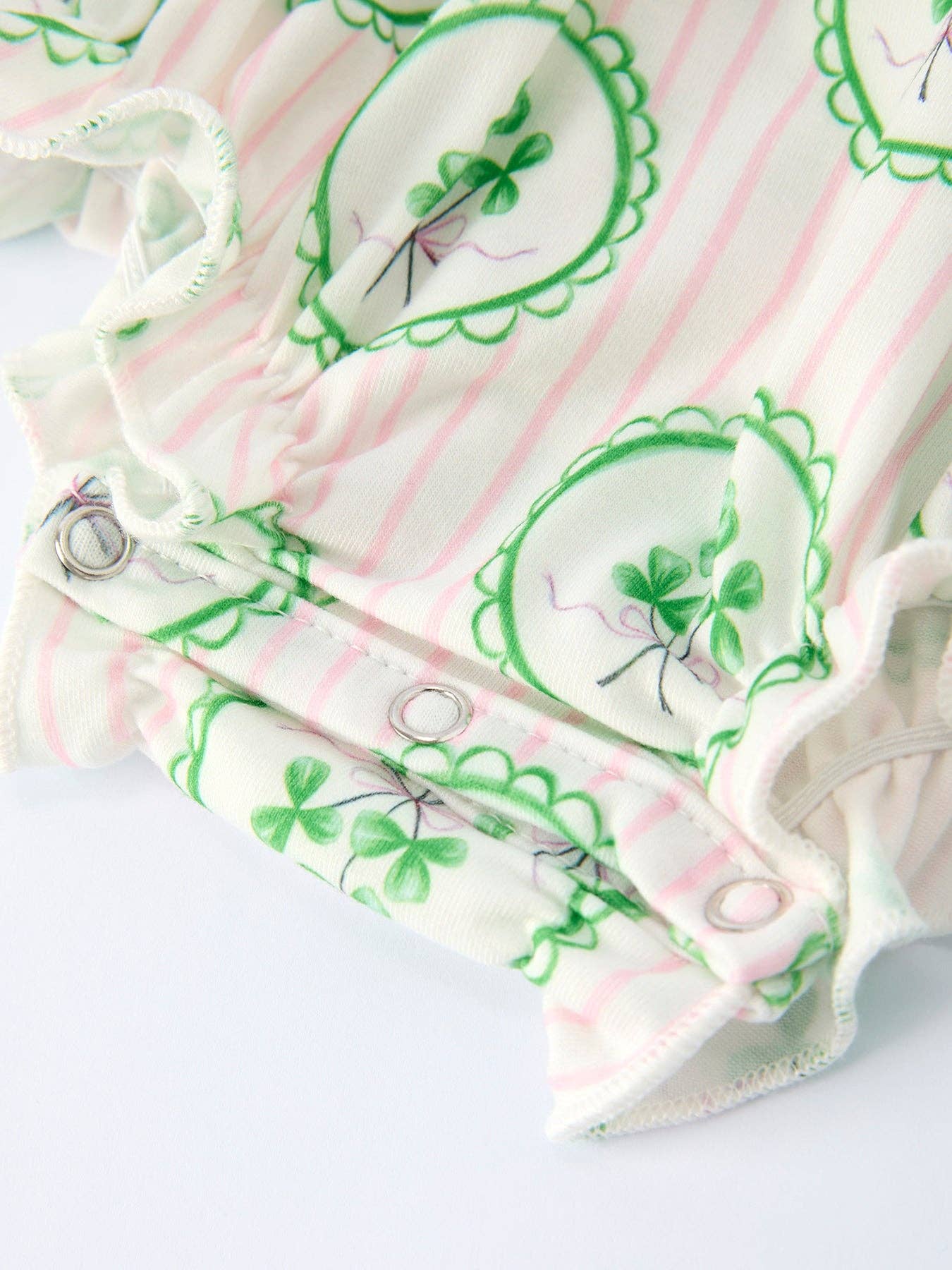 St. Patrick's Day Shamrock Striped Long Sleeve Romper