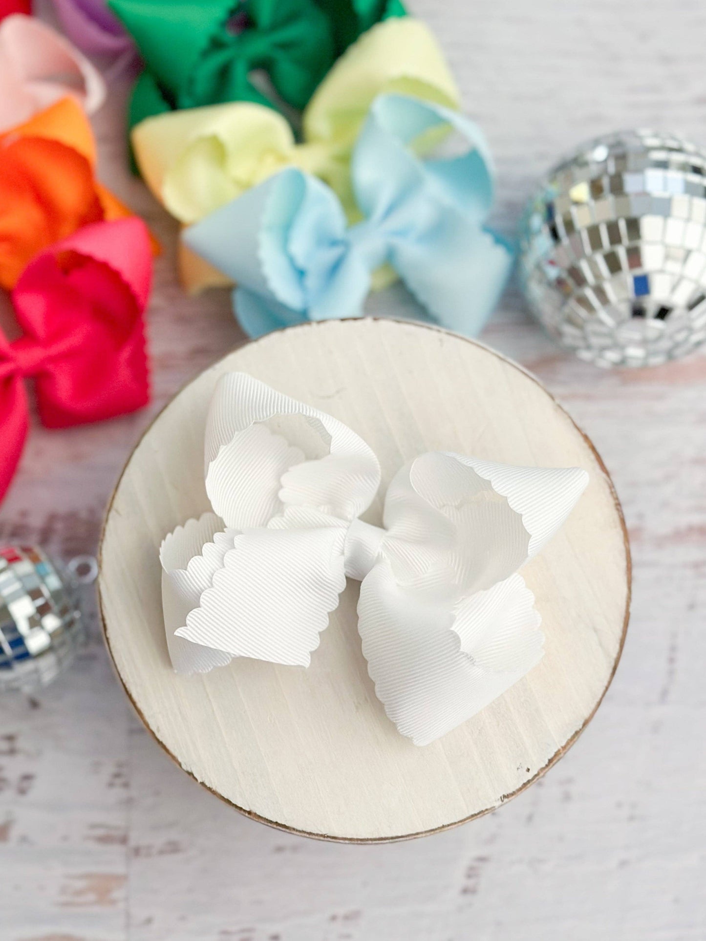 Oversize Scalloped Hair Bows - Alligator Clip - 5.5" Girls