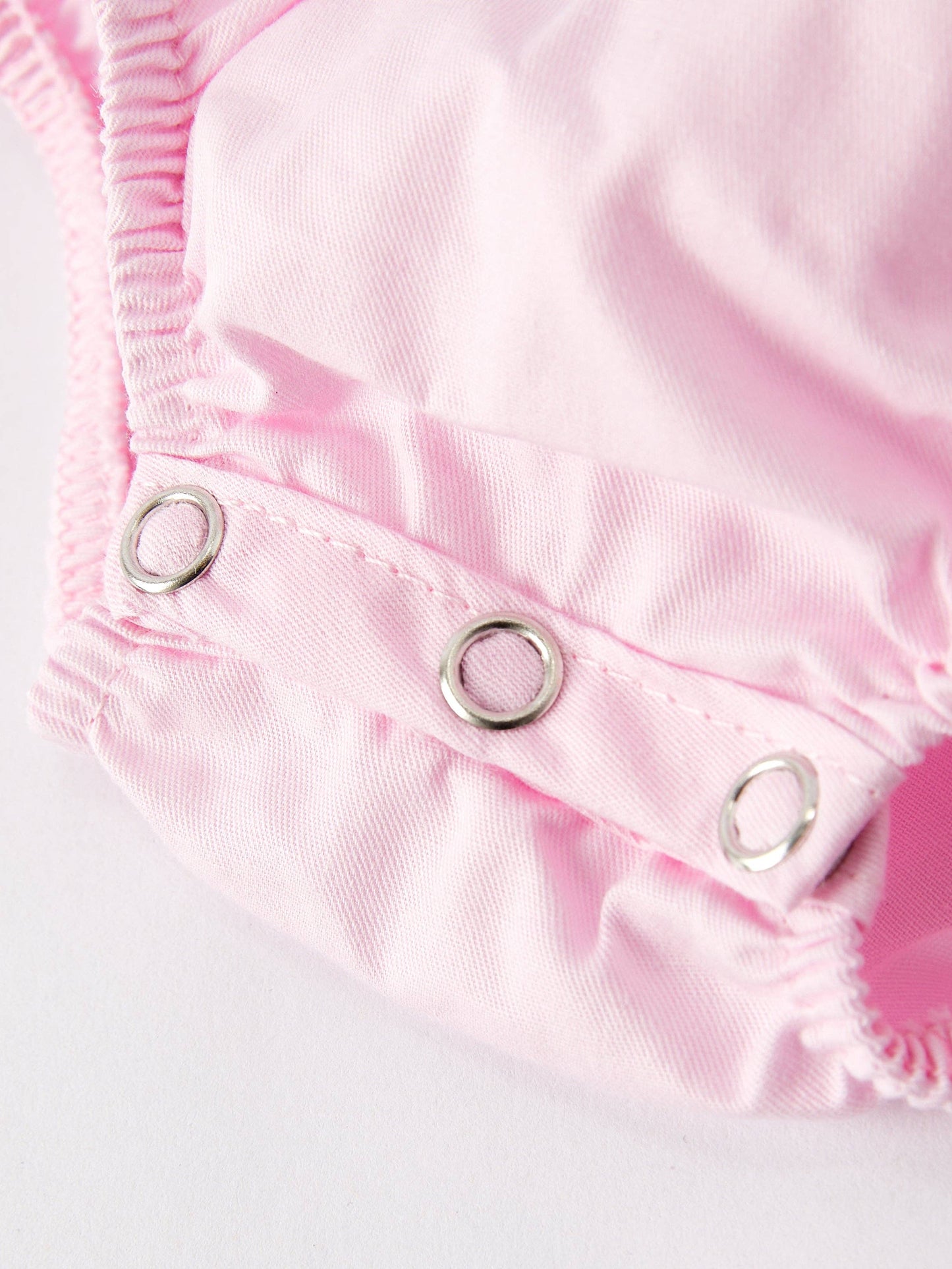 White Bow Smock Embroidered Pink Romper