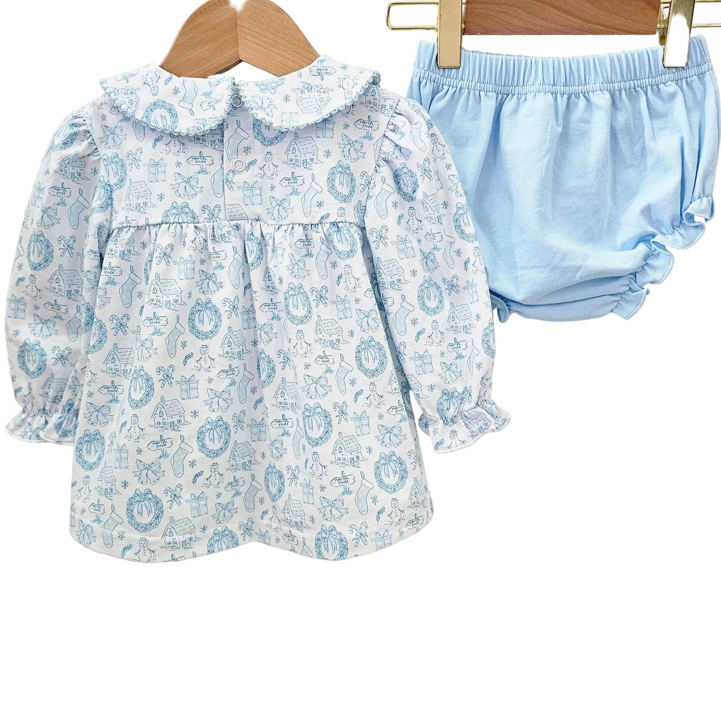 Blue Christmas Toile Bloomer Set