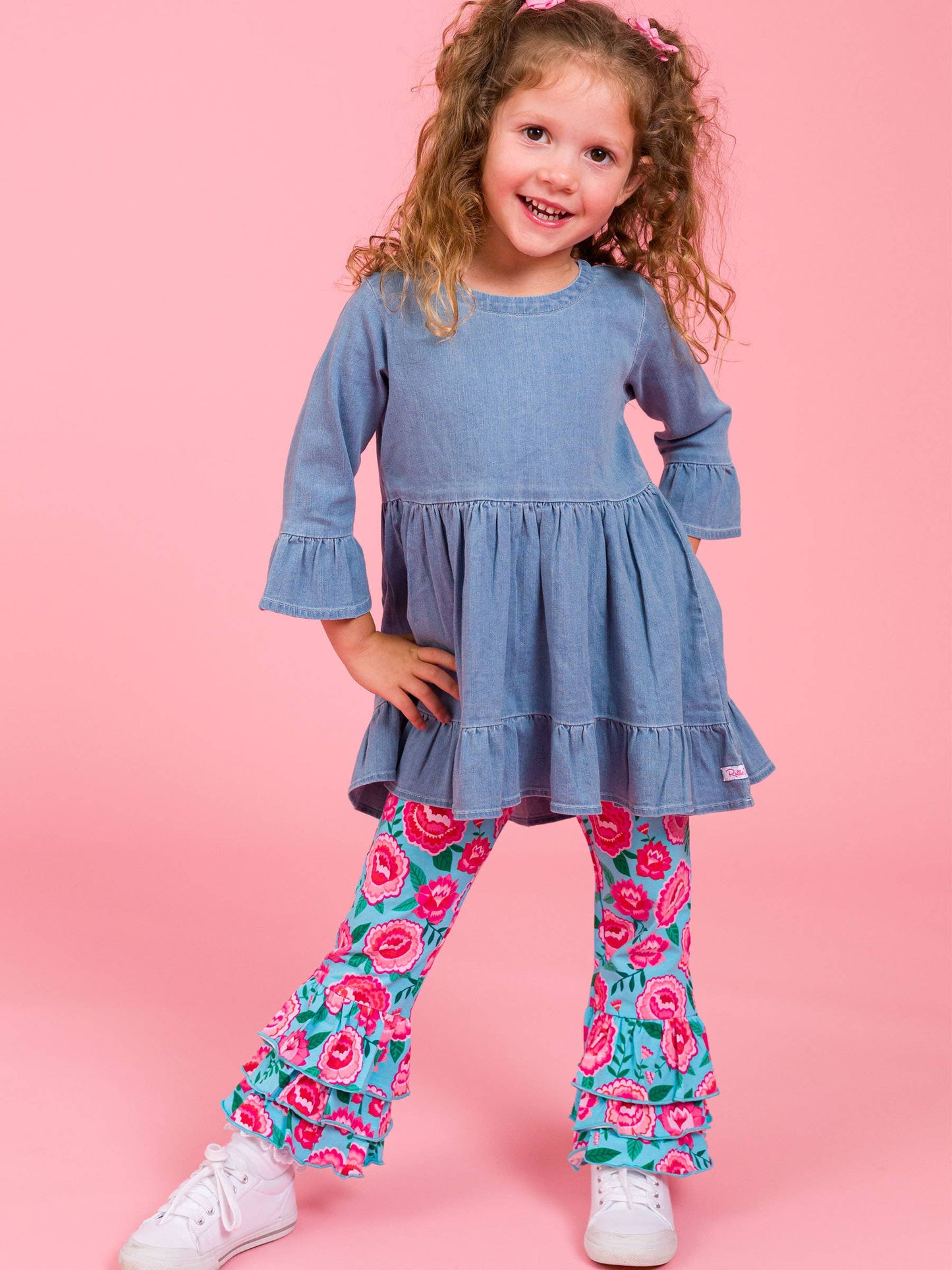 Baby Girls Bright Blossoms Ruffle Flare Pants
