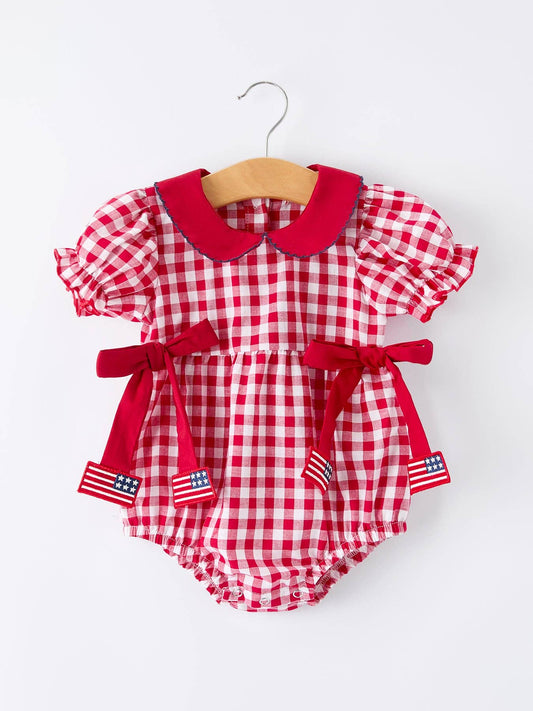 Red and White Flag Gingham Bubble