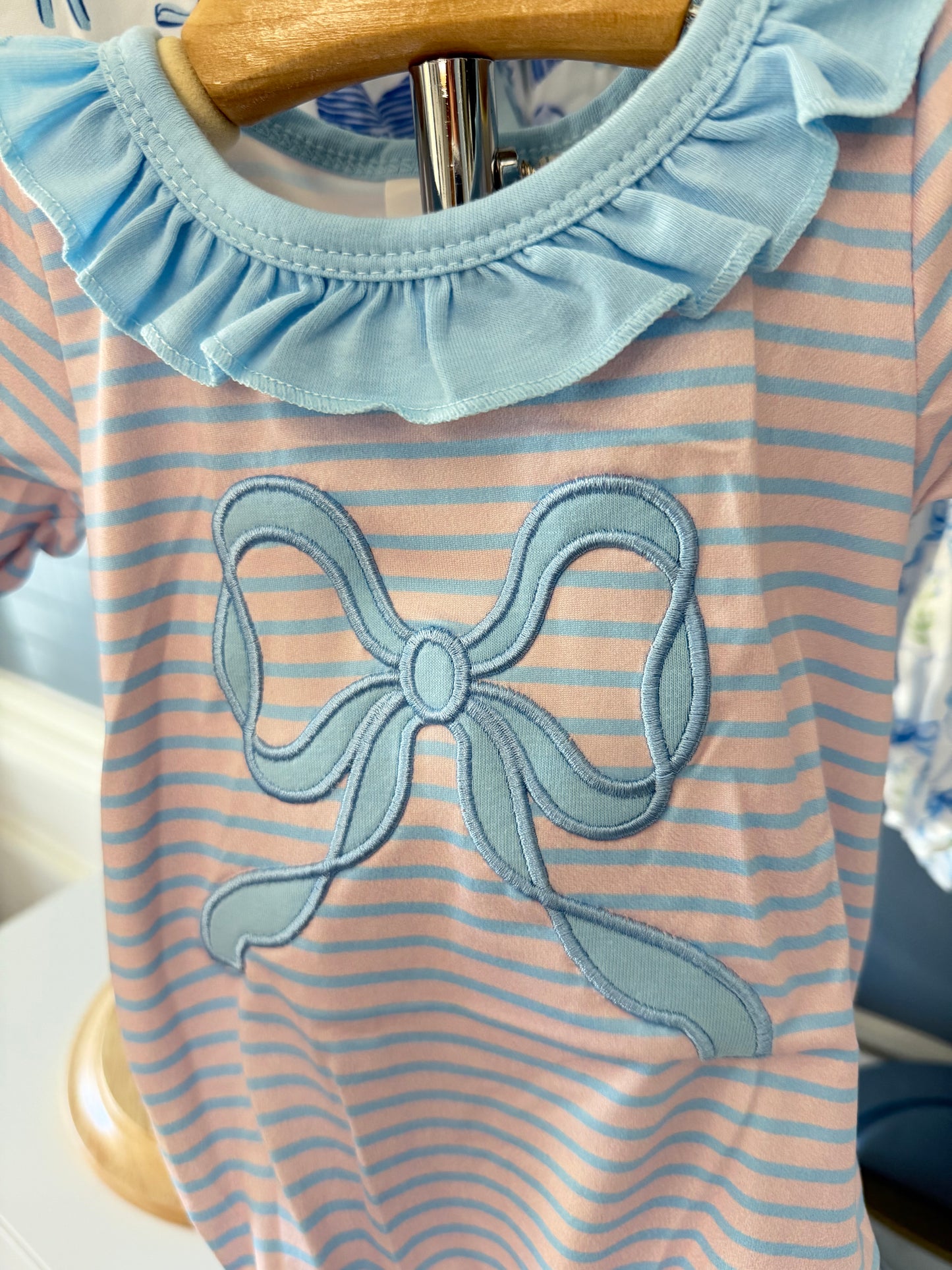Stripe Bow Appliqué Bubble