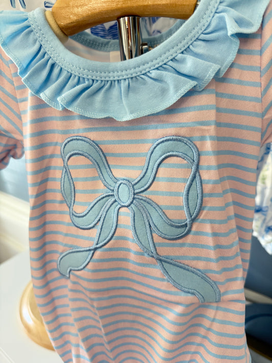 Stripe Bow Appliqué Bubble