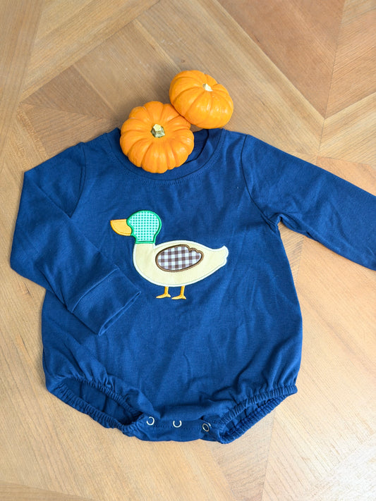 Duck Appliqué Cotton Baby Boy Bubble
