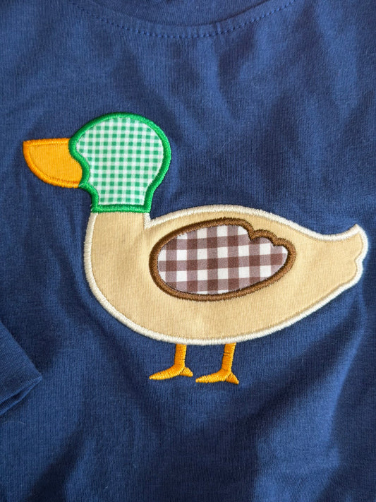 Duck Appliqué Cotton Baby Boy Bubble