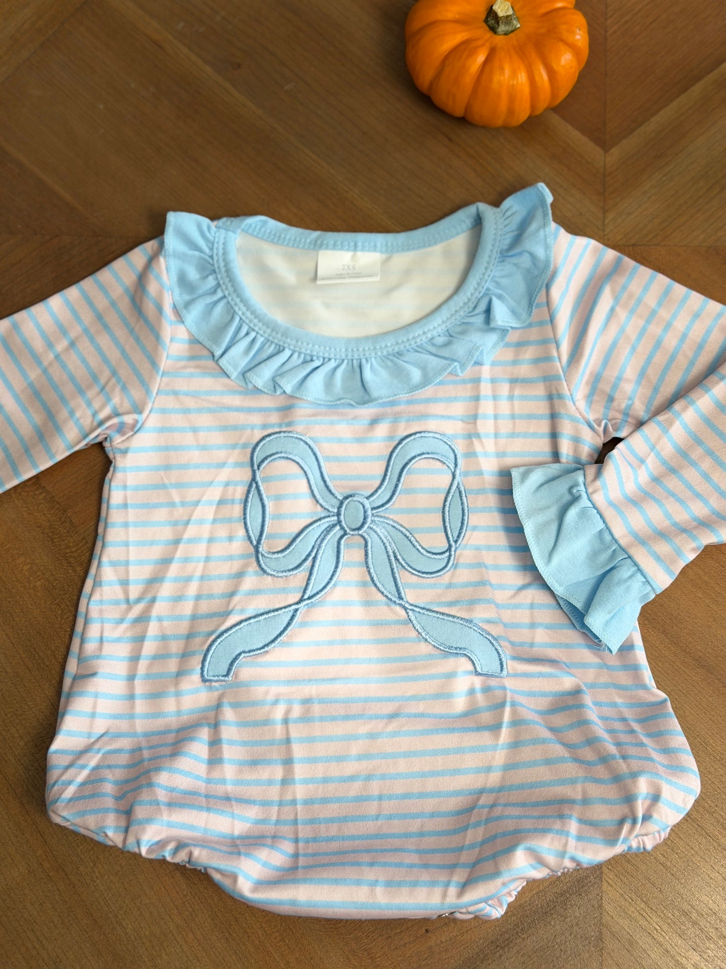 Stripe Bow Appliqué Bubble