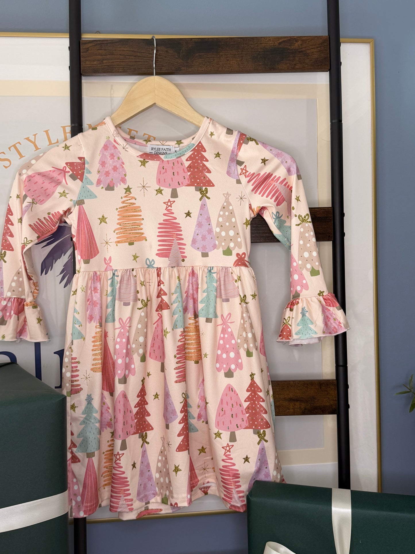 Christmas Tree Print Girls Dress