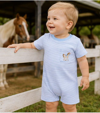 Horse Applique Boy's Romper