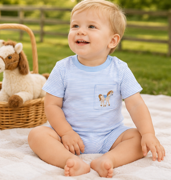 Horse Applique Boy's Romper