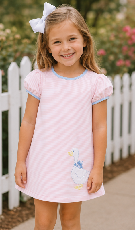 Silly Goose Girls Appliqué Dress