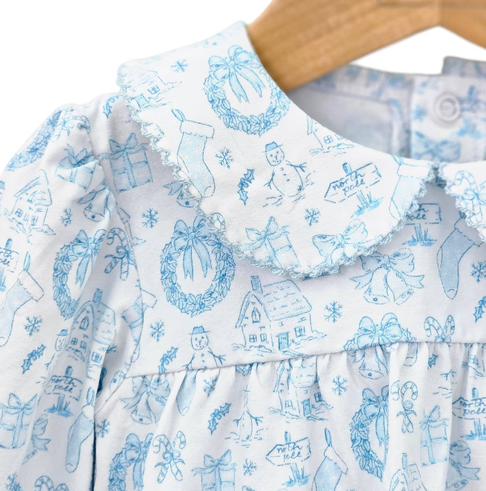 Blue Christmas Toile Bloomer Set