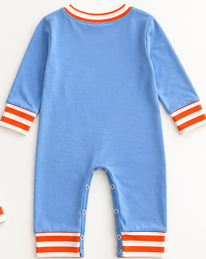 Blue Pumpkin Appliqué Boys Romper | Fall Baby & Toddler Outfit
