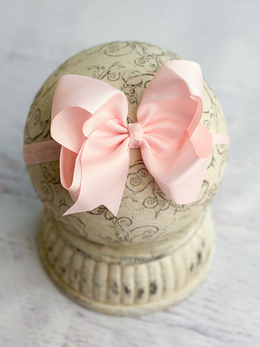 Classic Grosgrain Hair Bow - Satin Headband - 4.5"