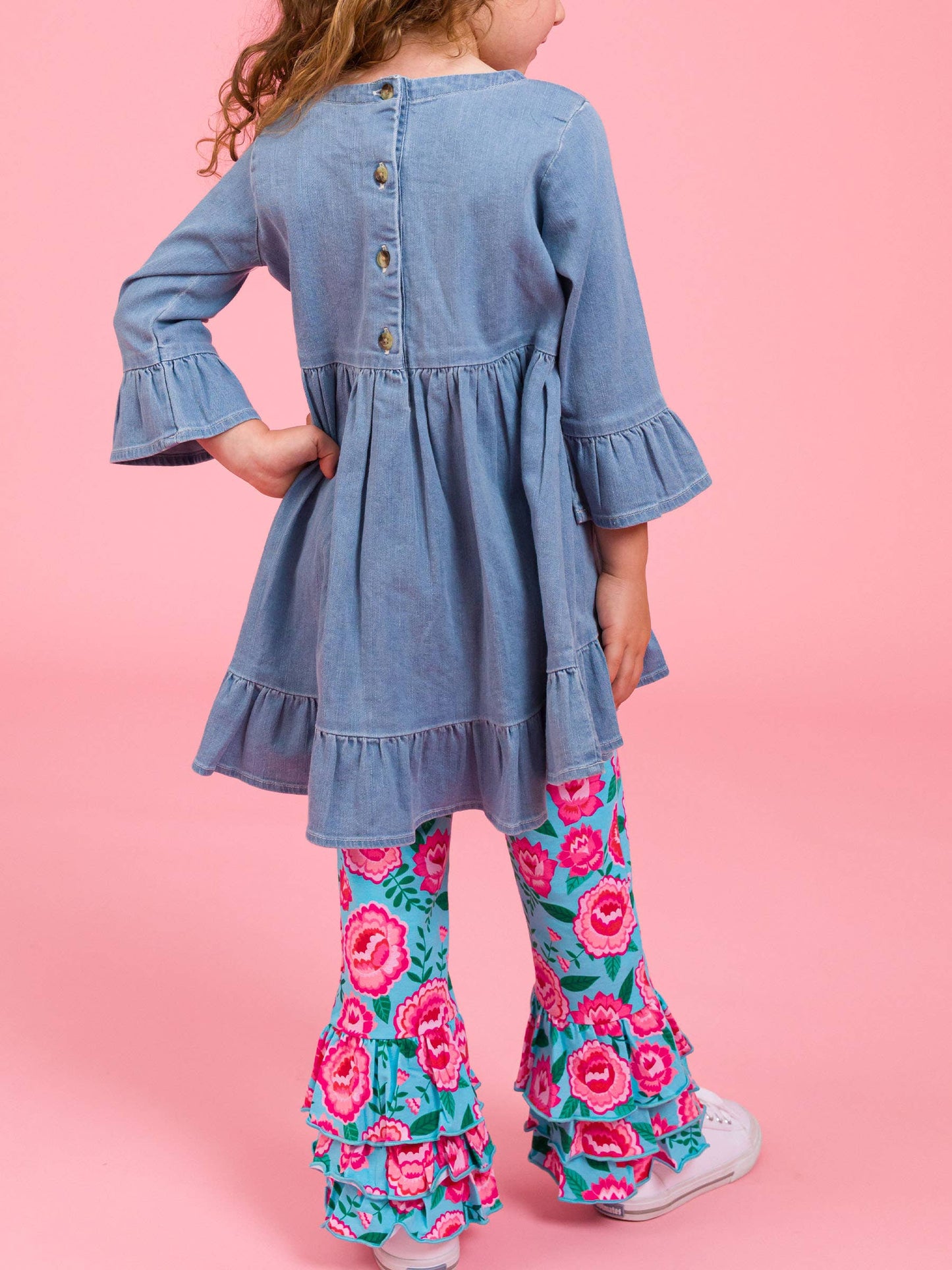 Baby Girls Bright Blossoms Ruffle Flare Pants