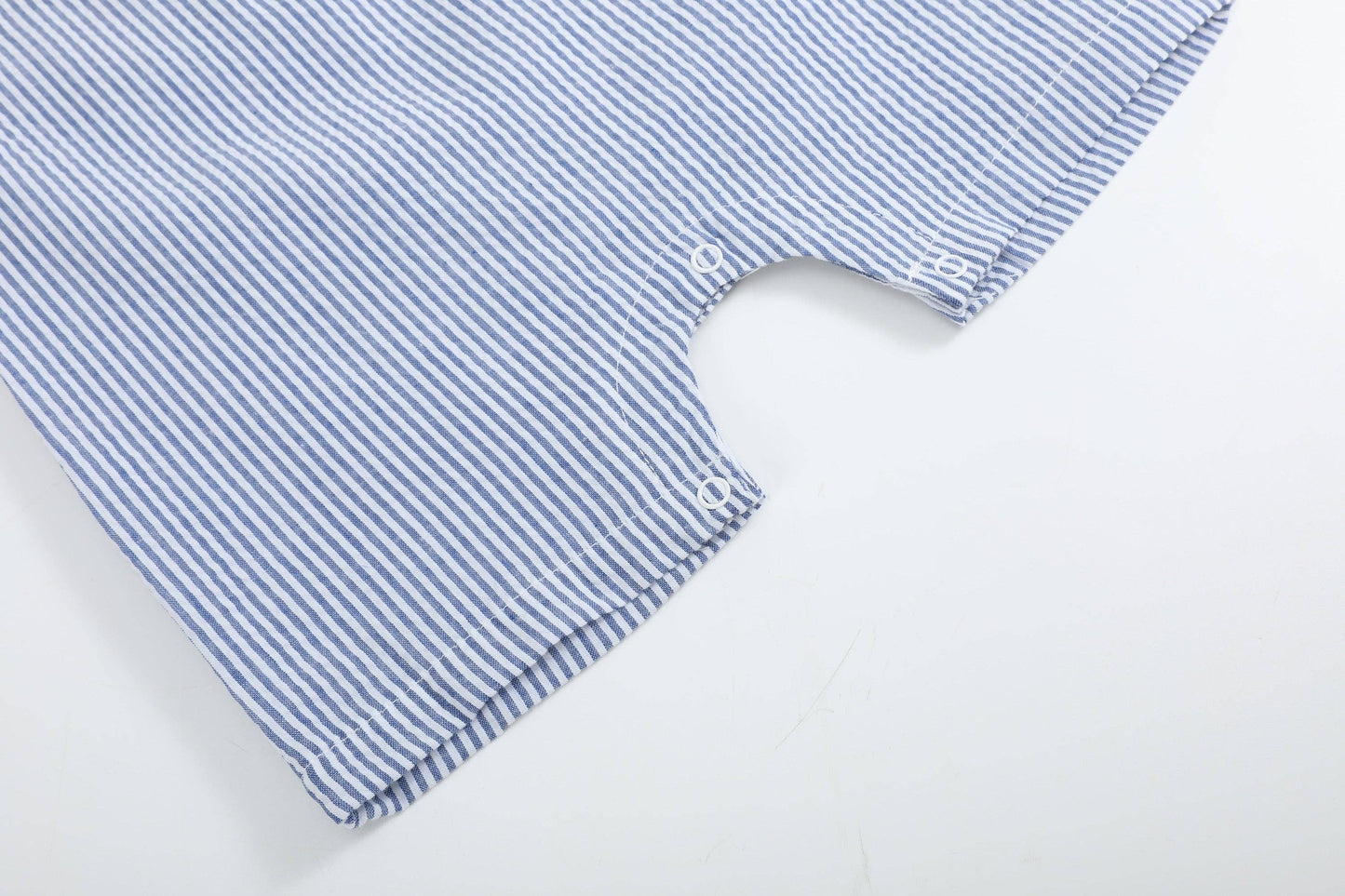 Blue Seersucker Baseball Smocked Jon Jon