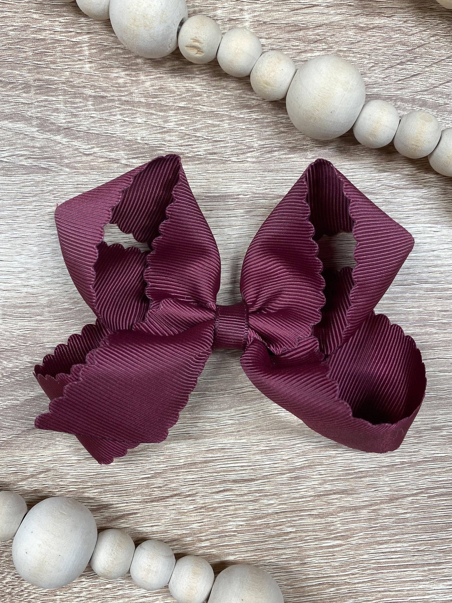 Oversize Scalloped Hair Bows - Alligator Clip - 5.5" Girls
