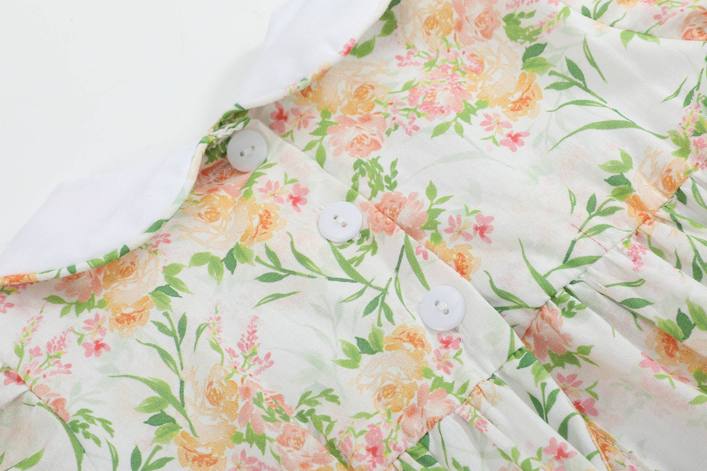 Floral Smocked Collared Bubble