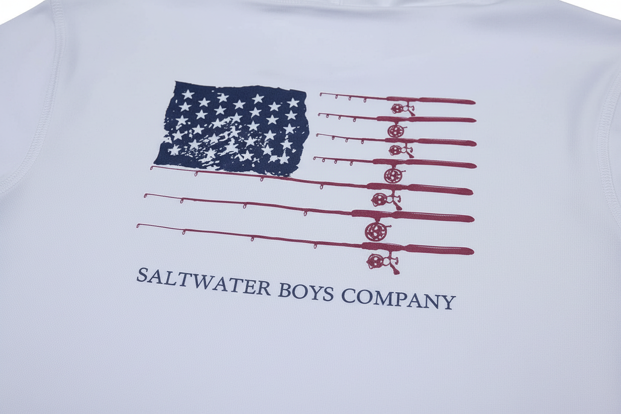 Boys Performance Hoodie White Fishing Po