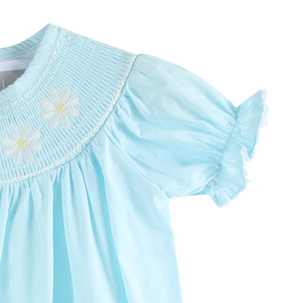 Light Blue Daisy Smocked Bloomer Set