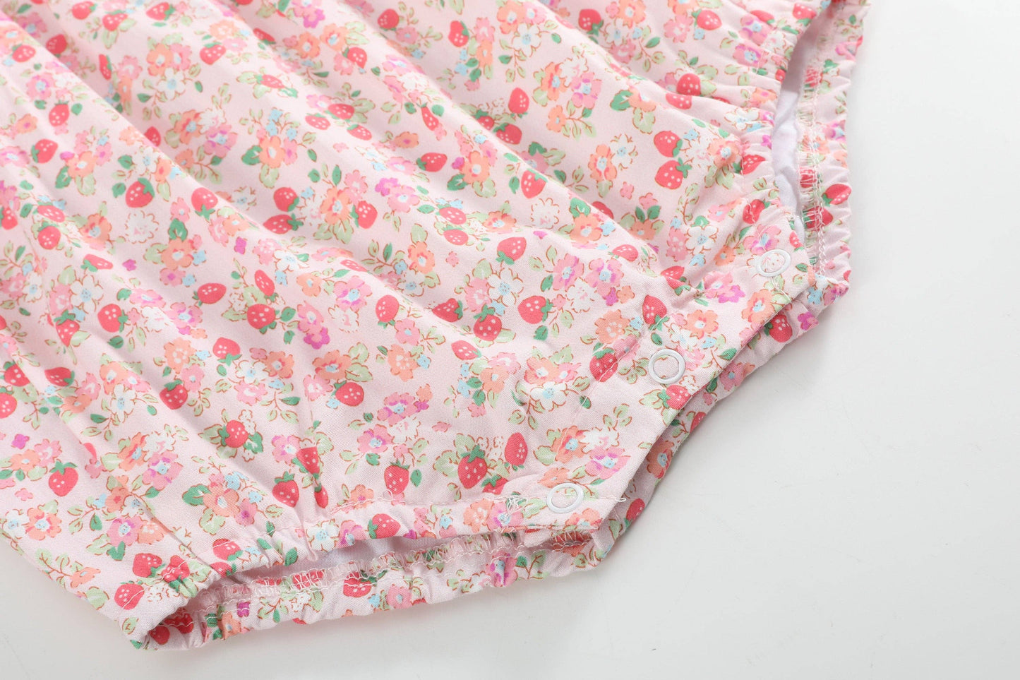 Floral Strawberry Smocked Flutter Bubble