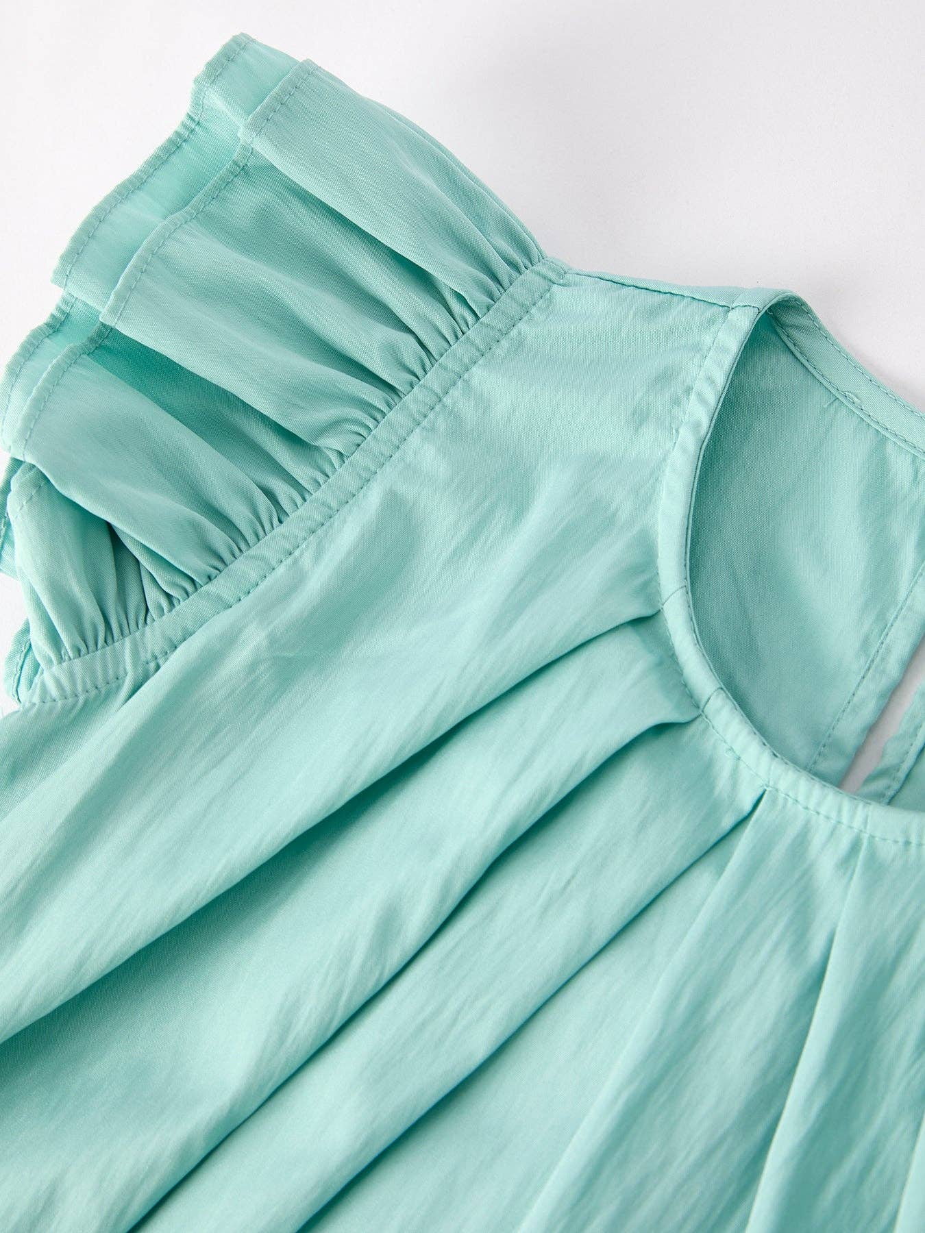 Girls Lake Green Flying Sleeve Dress