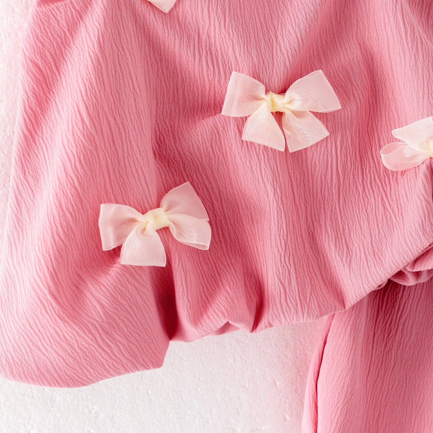 Girls Pink Bow Bubble Short Set